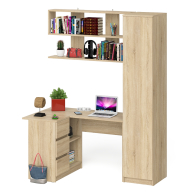 Домашние кабинеты, Угловой компьютерный стол с ящиками Мори МС-16 левый с книжной полкой и пеналом с полками