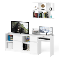 Прямые компьютерные столы, Тумба для техники МТВ1204.1 с компьютерным столом Мори МС-1 левым и полкой навесной