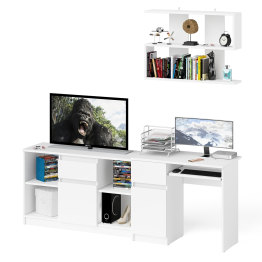 Тумба для техники МТВ1204.1 с компьютерным столом Мори МС-1 левым и полкой навесной