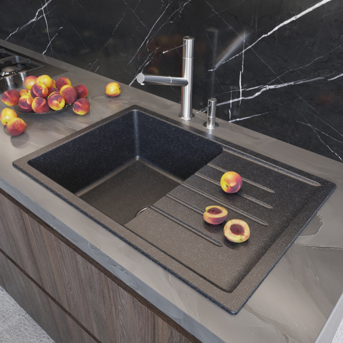 Кухонные мойки, Мойка ML-GM19 с крылом, 750*500*200мм NEW