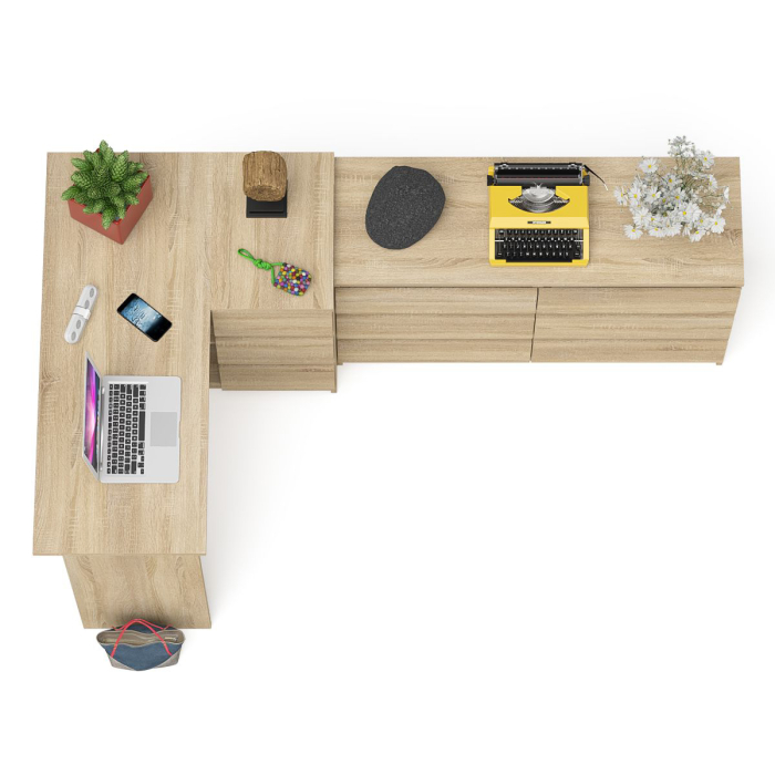 Компьютерные столы, Комод Мори 1200 6 ящиков и компьютерный угловой стол МС-16 правый