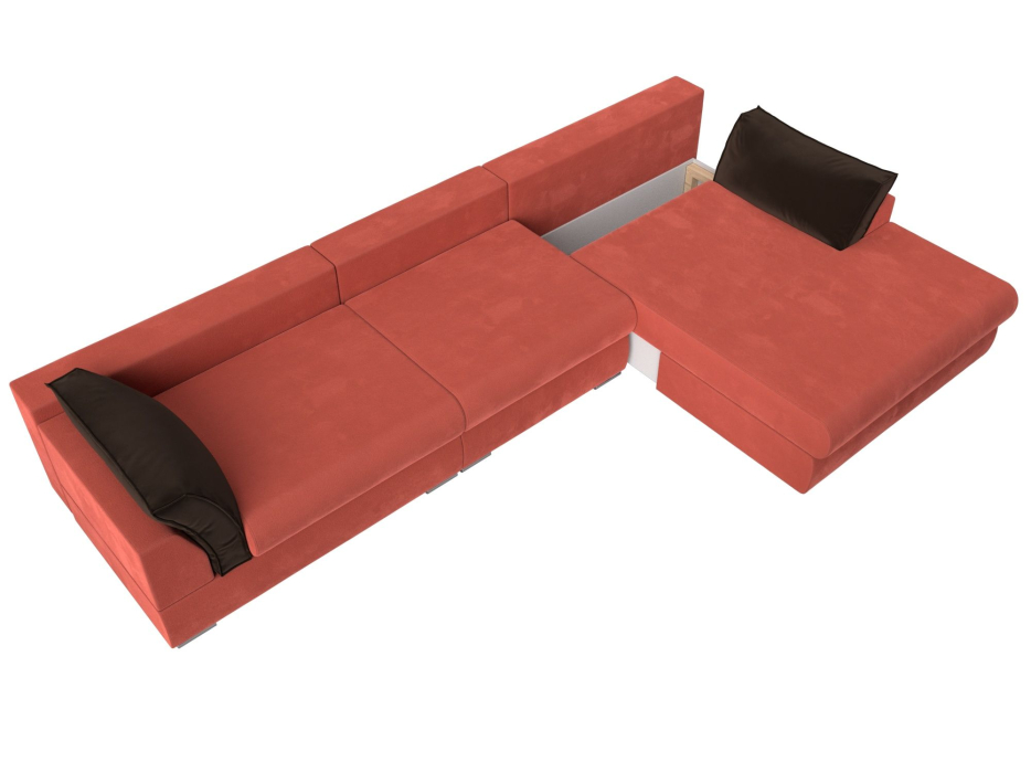 Диваны угловые в гостиную, Угловой диван Пекин Long угол правый, НПБ, микровельвет