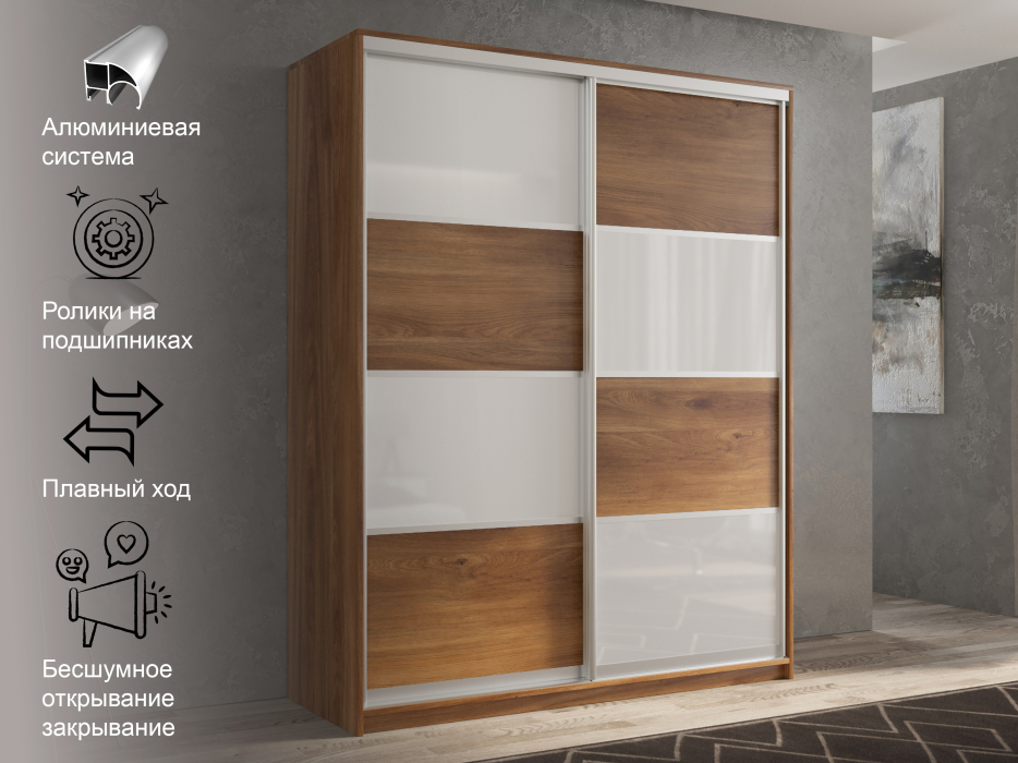 Шкафы-купе 2-х дверные, Шкаф-купе 2х дверный Кааппи 14 140х45