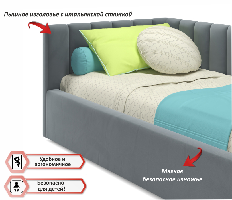 Мягкая кровать, Мягкая кровать Milena 900 с ортопедическим основанием
