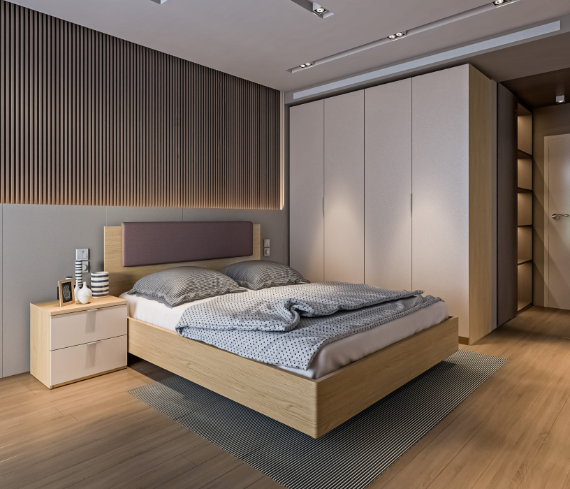 Спальные гарнитуры, Афина Спальня 1 Дуб Винченца/Кашемир серый