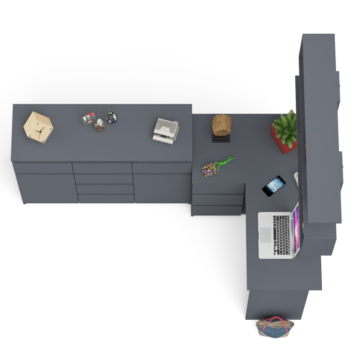 Домашние кабинеты, Стол компьютерный угловой Мори МС-16 левый с комодом МК1200.4 и навесной открытой полкой 1200