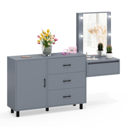 Комод с дверками и ящиками 122-1204 и косметический столик навесной с подсветкой