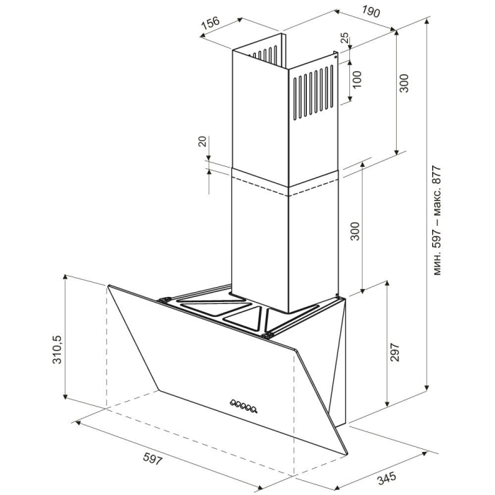 Вытяжки, Вытяжка кухонная HELGA 600 PB