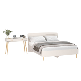 Стол на ножках с ящиками и двуспальная кровать Афина 1600