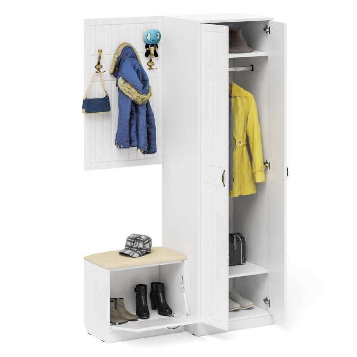 Прихожие, Шкаф в прихожую с обувницей с сиденьем и вешалкой П-6 № 12 МДФ фрезеровка прованс