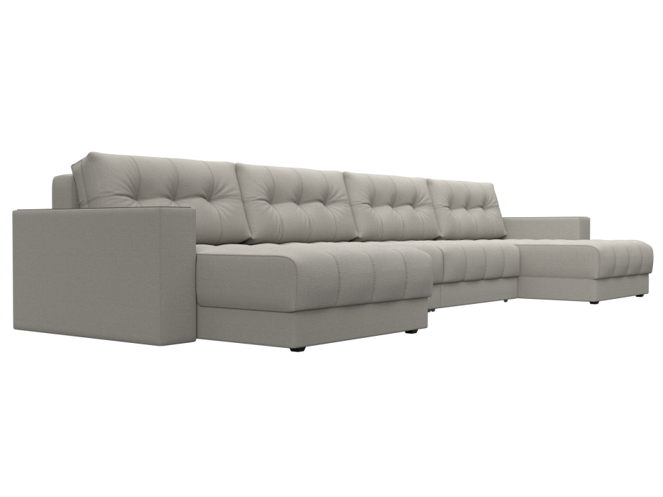 Дизайнерские диваны для гостиной, Диван П-образный с декором Лига-049 НПБ Лонг, рогожка Амур