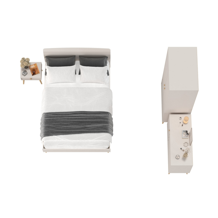 Спальные гарнитуры, Кровать двуспальная 1400 Афина с комодом и двухдверным шкафом Афина