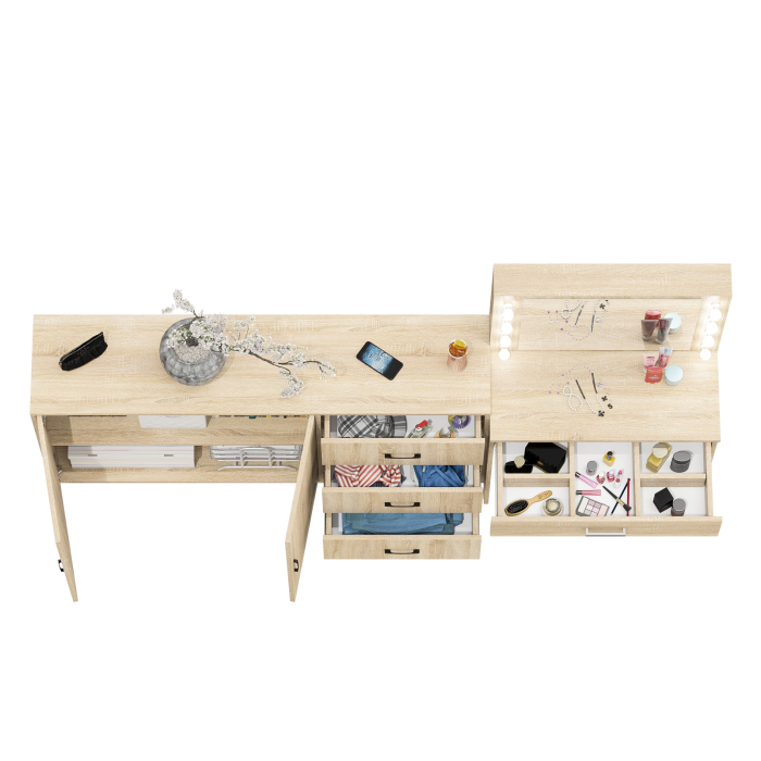 С зеркалом, Комод-тумба 123-1604 и туалетный столик с подсветкой СТ-4