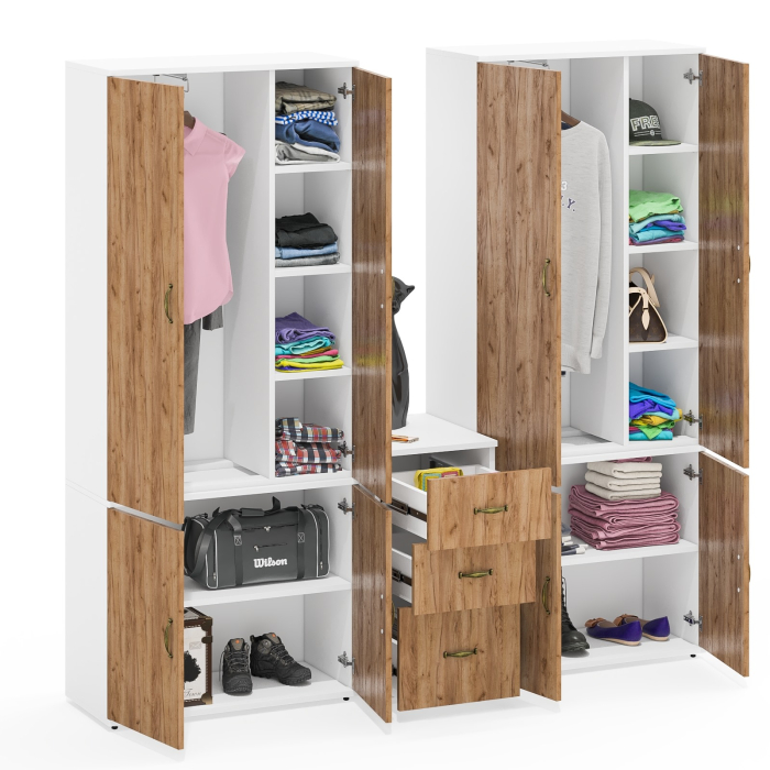 Домашние кабинеты, Мебель для офиса из двух платяных шкафов Лидер-8 20Б и подкатной тумбы 3.16