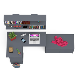 Угловой компьютерный стол Мори МС-16 левый с тумбой две двери МА900.1 и широкой полкой 1200