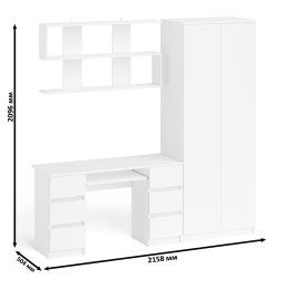 Платяной шкаф две двери Мори МШ800.1 с компьютерным столом и полкой навесной