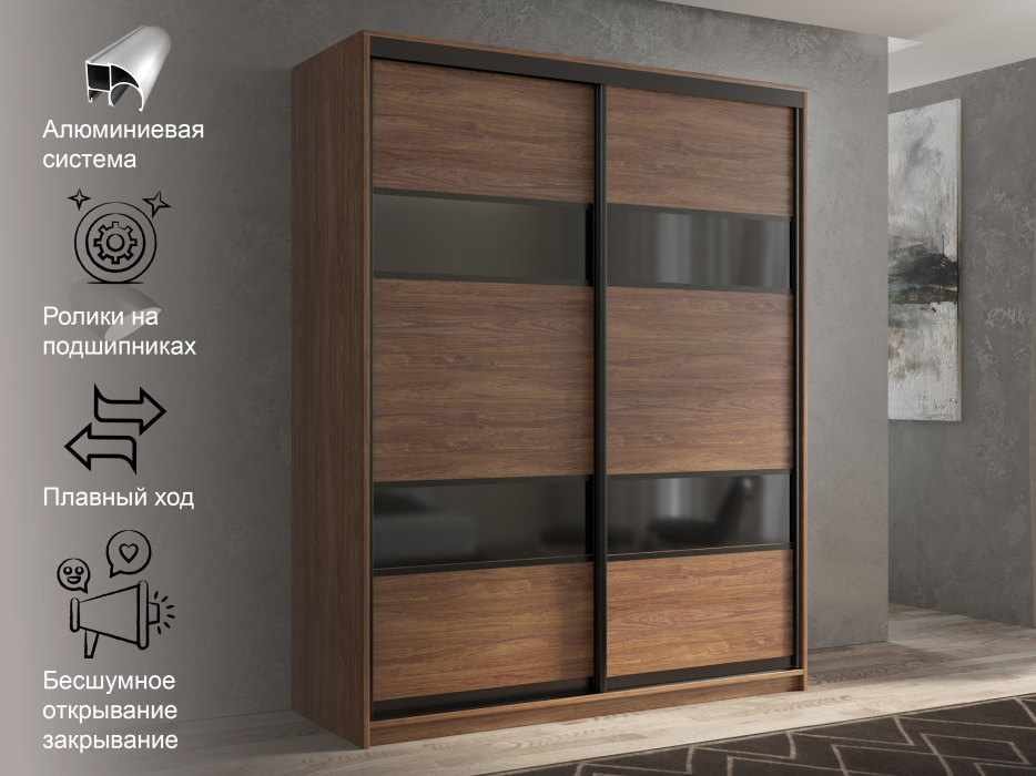 Шкафы-купе 2-х дверные, Шкаф-купе 2х дверный Кааппи 7 160х45