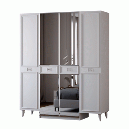 Шкаф в спальню 4х дверный Валенсия (серебро)
