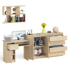 Стол компьютерный дверка и выдвижной ящик слева с комодом МК1600.1 и полкой Мори 900