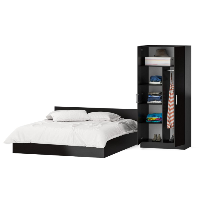 Спальные гарнитуры, Кровать двуспальная 1800 со шкафом для одежды 2-х створчатым Стандарт