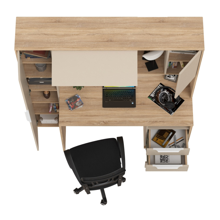 Прямые компьютерные столы, Домашний офис Mobi Комфорт 12.95N с компьютерным креслом 103 чёрного цвета