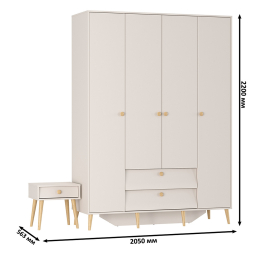 Шкаф 4-х дверный Афина и тумба прикроватная