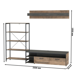 Тумба под ТВ с полкой и открытым стеллажом Трувор