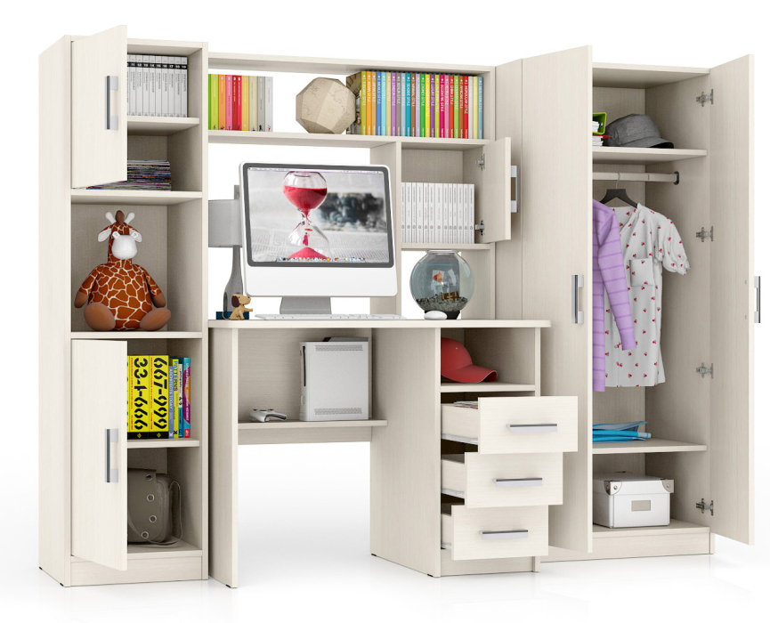Домашние кабинеты, Компьютерный стол с пеналом и шкафом МД-СК-9