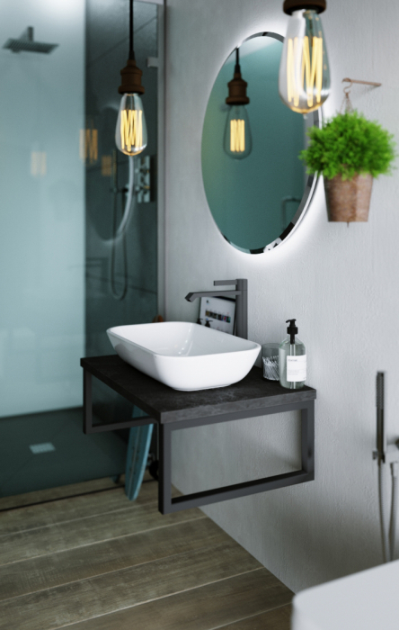 Тумбы в ванную комнату, Столешница для ванной 1Marka GRUNGE LOFT 100 