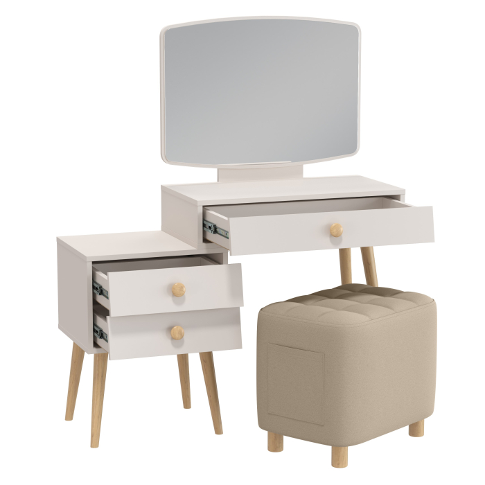 С зеркалом, Пуфик с карманом Вики и косметический столик Афина