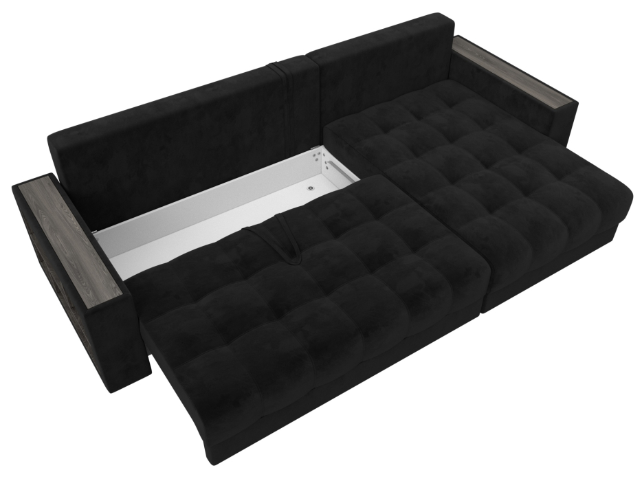 Диваны угловые в гостиную, Диван угловой с декором и полкой Лига-050 НПБ, велюр SEVEN