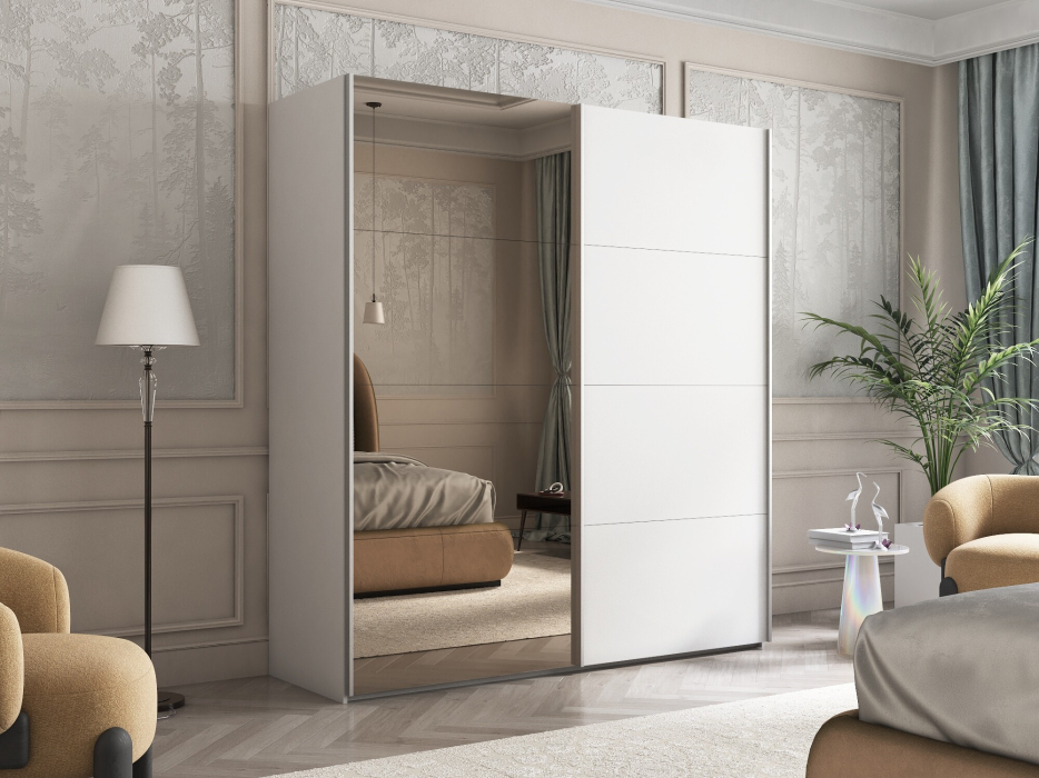 Шкафы-купе 2-х дверные, Шкаф-купе Эста ДСП+Зеркало 200х66х240