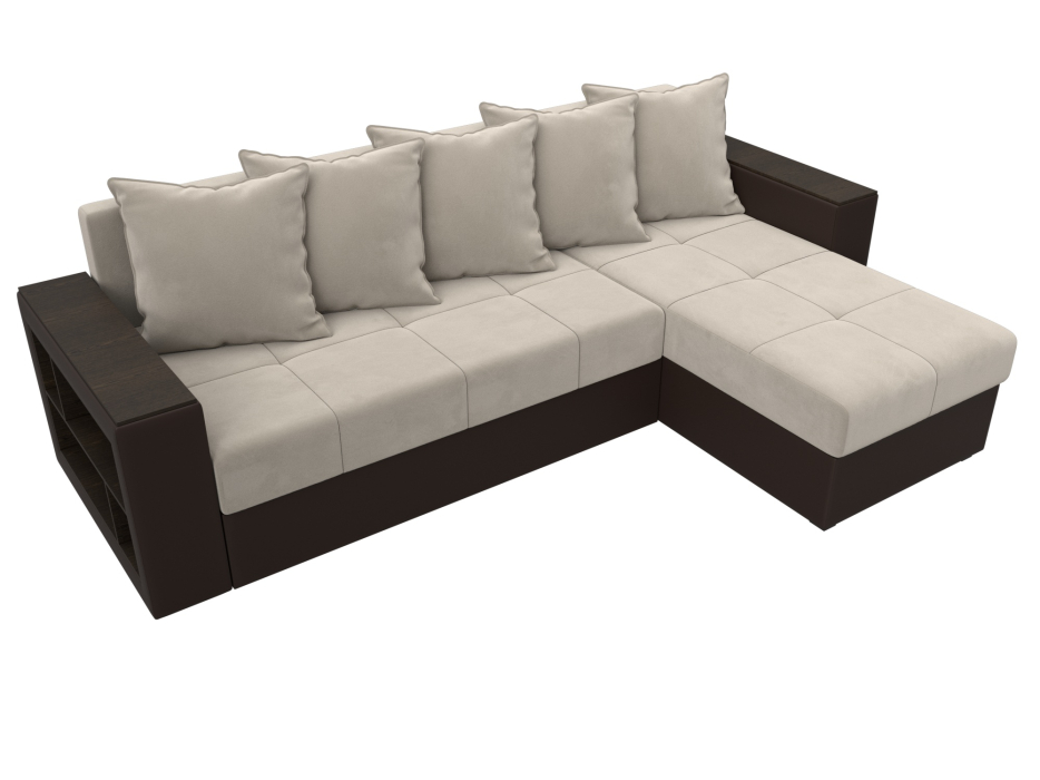 Диваны угловые в гостиную, Диван угловой Дубай Лайт угол универсальный, микровельвет/экокожа