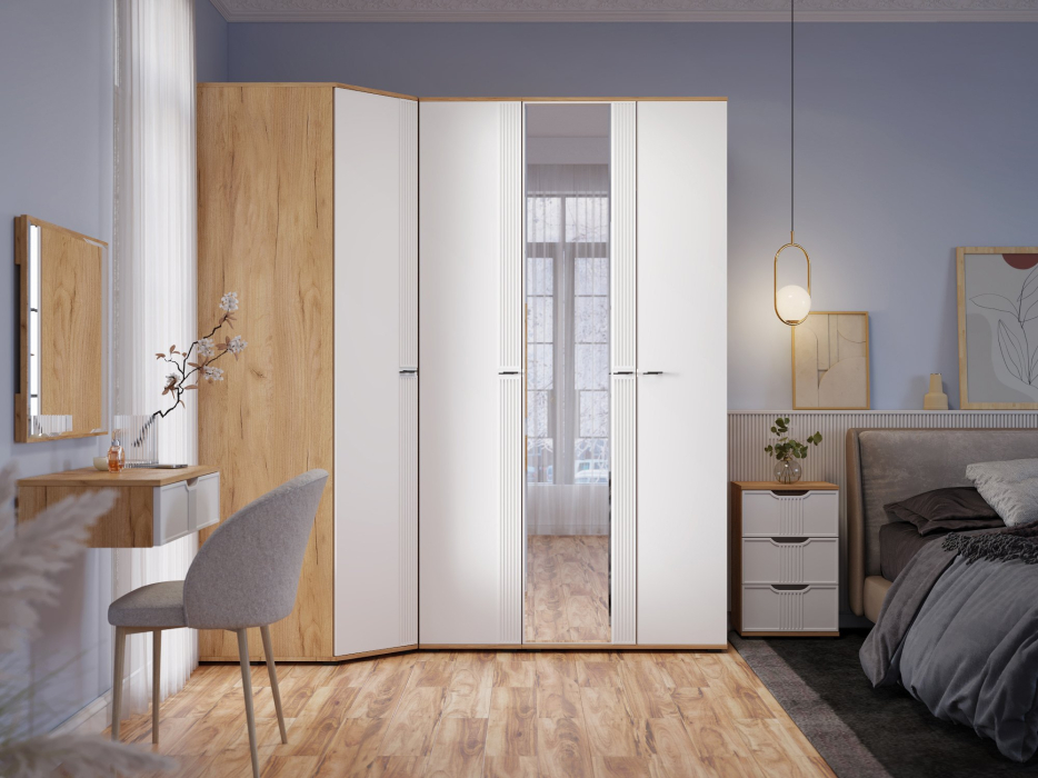 Шкафы двухстворчатые, Шкаф для одежды Эмилия ЭЛ-16К комбинированный