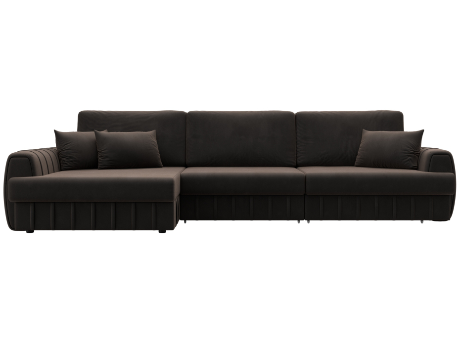 Диваны угловые в гостиную, Диван угловой Лига-057 НПБ Лонг угол левый, велюр SEVEN