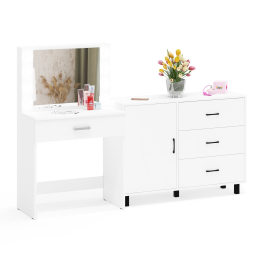 Косметический стол с подсветкой и выдвижным ящиком СТ-4 и комод 122-1204