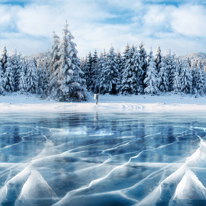 Стеновые панели, Интерьерная панель из стекла 600*600*6 мм MGF66_морозный_день