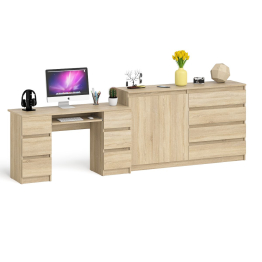 Компьютерный двухтумбовый стол с панелью для клавиатуры с тумбой-комодом 1600 Мори