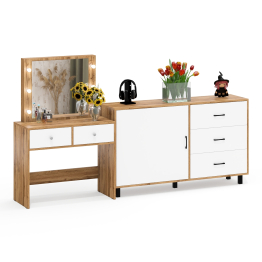 Косметический столик с лампочками СТ-5 и комод-тумба 122-1504