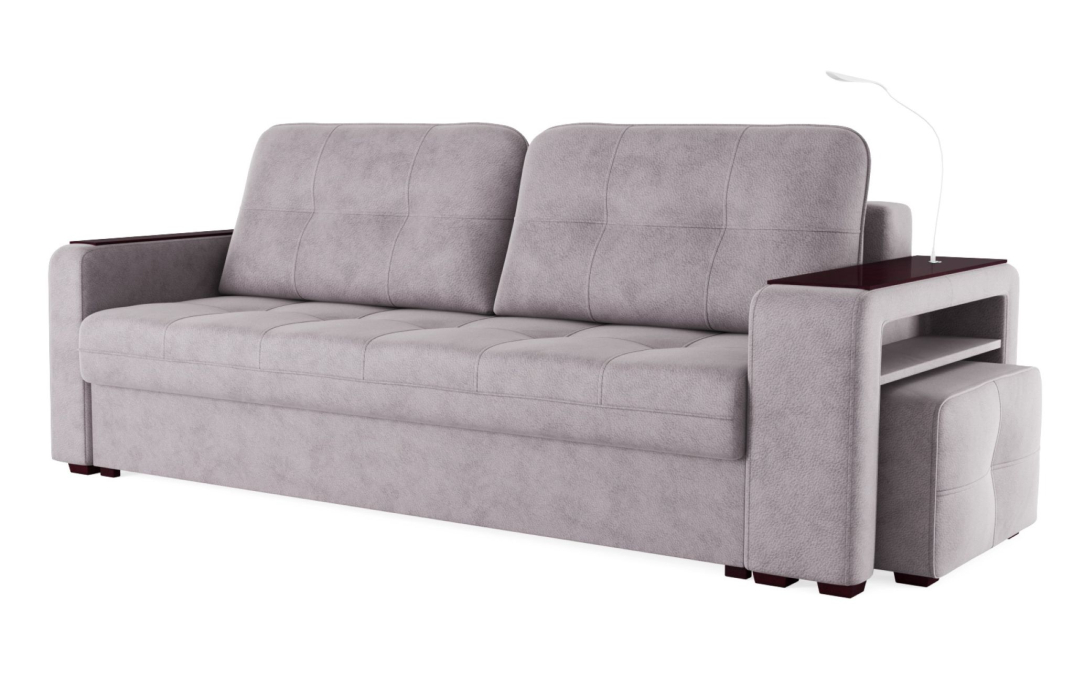 Диваны с ящиком для белья, Диван-кровать прямой Smart 4 пуф справа Велюр
