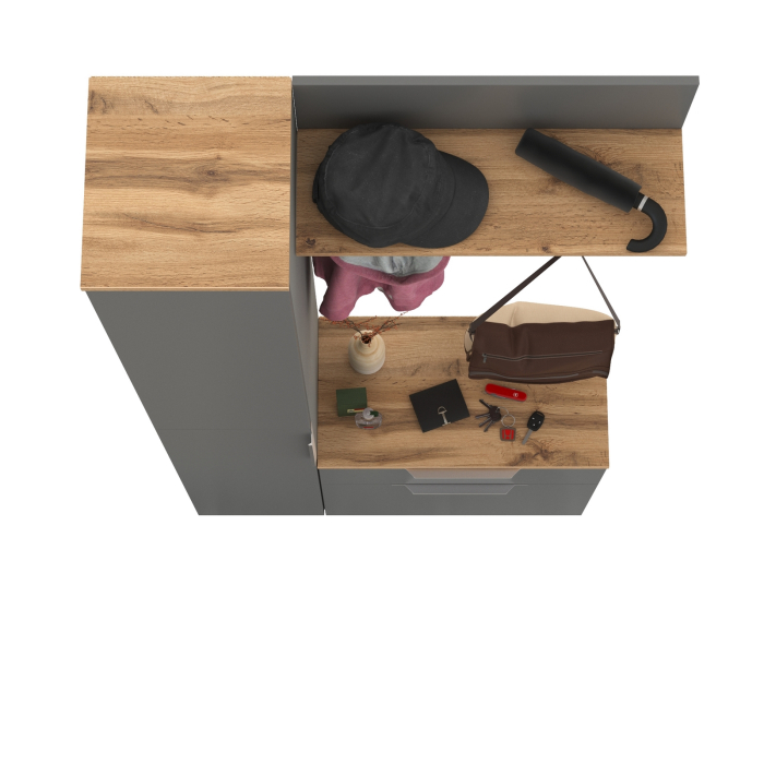 Прихожие, Тумба для обуви с пеналом для одежды и двумя вешалками Октава.