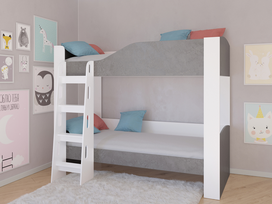 Для подростков, Кровать двухъярусная Астра 2 без ящика Белый