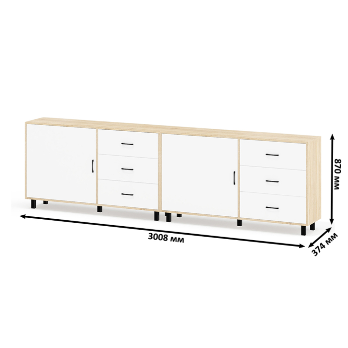 Комоды, Тумба-комод с двумя дверками и шестью ящиками 122-1504