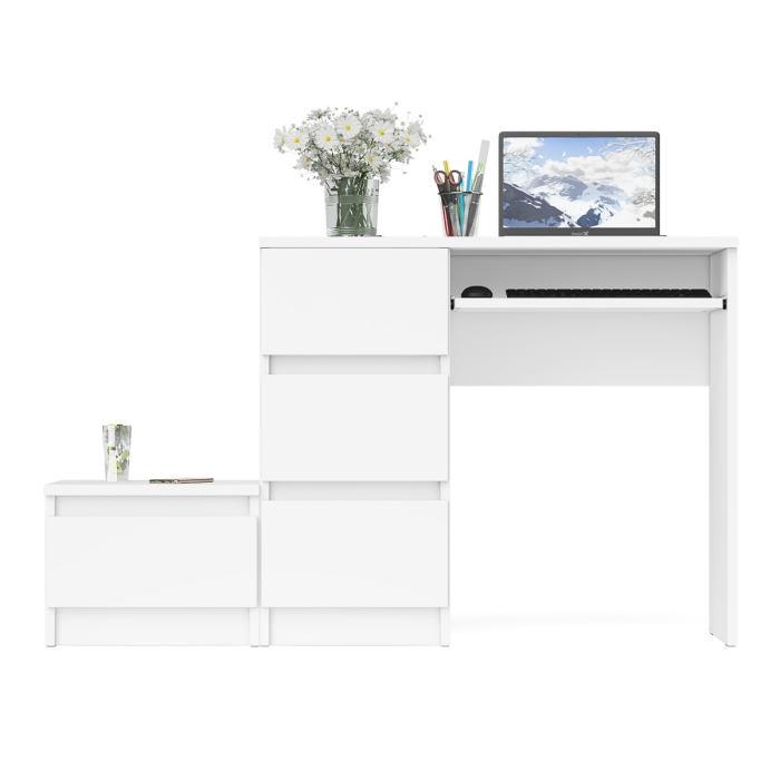 Прямые компьютерные столы, Компьютерный стол три ящика Мори МС-6 левый с тумбой 400