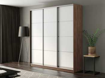 Шкаф-купе Айсберг 220 ШАМОНИ ТЕМНЫЙ (белый/глухой)