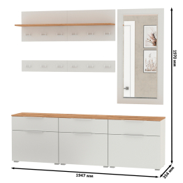 Три обувницы с зеркалом и вешалками для одежды Октава