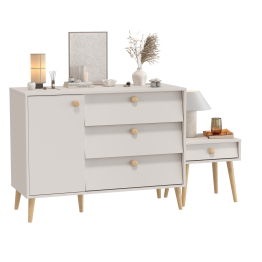 Комод с дверкой и тремя ящиками и тумба прикроватная Афина