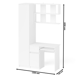 Пенал с дверкой Мори МШ400-1 с компьютерным столом МС-1 левый и открытой полкой на 900