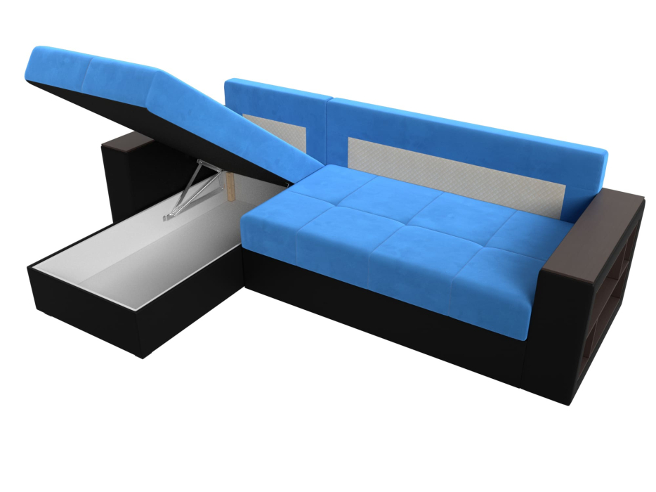 Диваны угловые в гостиную, Диван угловой Дубай Лайт, велюр/экокожа, левый угол