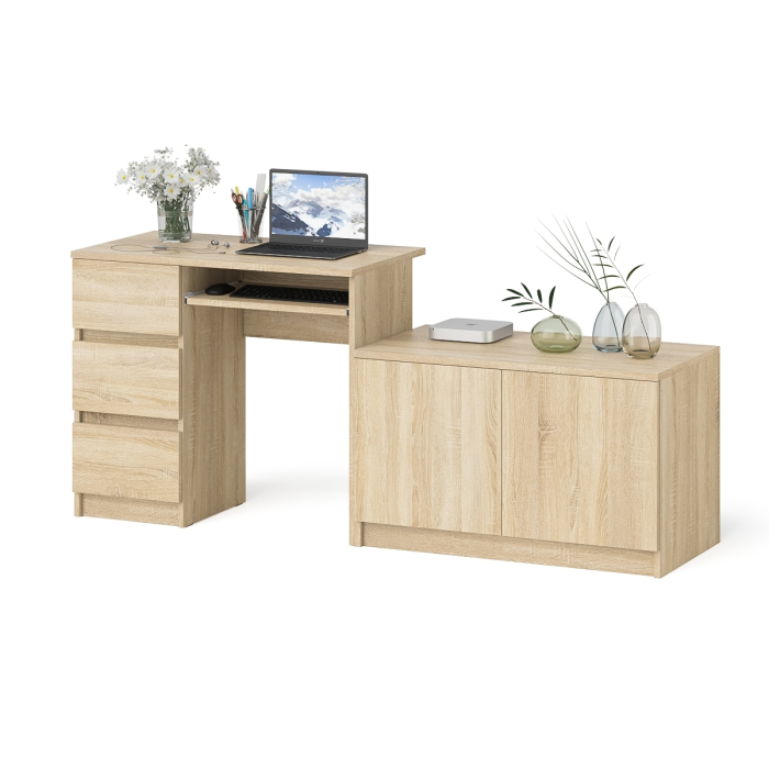 Прямые компьютерные столы, Компьютерный стол три ящика слева с тумбой 900 Мори